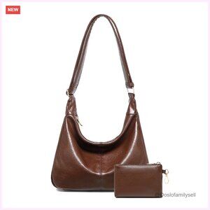 Soft Vegan Leather Hobo Bag with Adjustable Strap and Mini Purse
